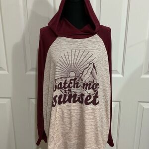 LuLaRoe 2XL Maroon and Cream Amber Hoodie